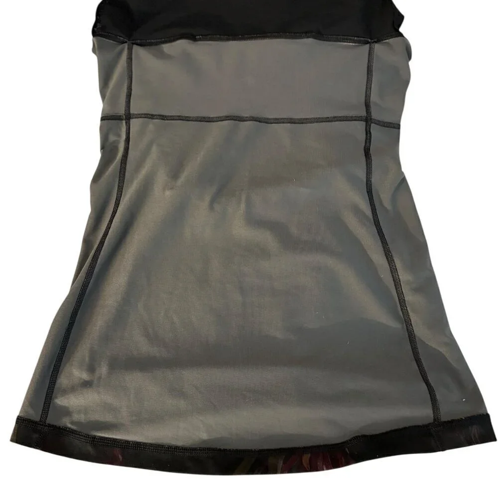 Lululemon Scoop Neck Tank Midnight Iris Black Floral Workout Top Racerback